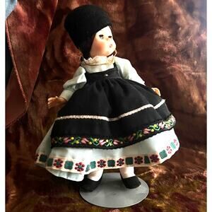 Vintage 80s Madame Alexander Romania Doll 786 with Stand 8 Inch Romanian Girl